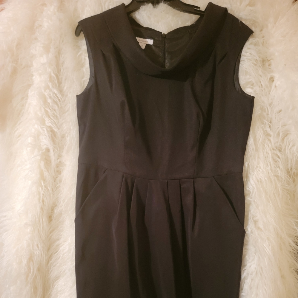 Cute Little Black Sleeveless Dress with Pockets by Dress Barn with Cowl Neckline